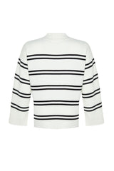 Navy Blue Striped Knitwear Sweater Tbbaw24an00013