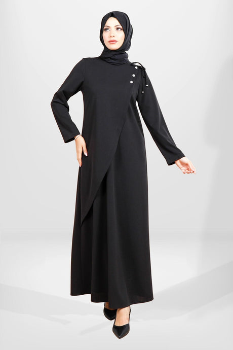 5557 Shoulder Detail Lace-up Burkini Coffee Dress T24elbk5557