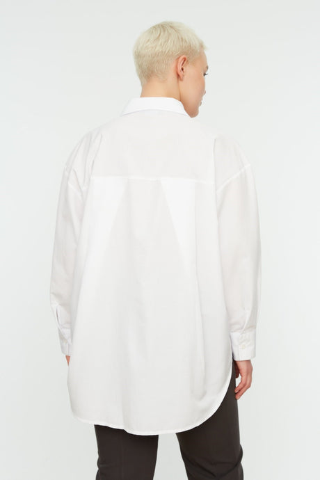 White Boyfriend Woven Shirt Tbbss22go0323