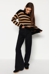 Black Striped Knit Sweater Twoaw24kz00647