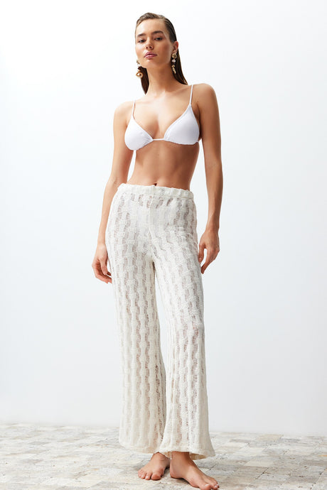 Bridal White Knitted Knitwear Look Pants Tbess24pl00001