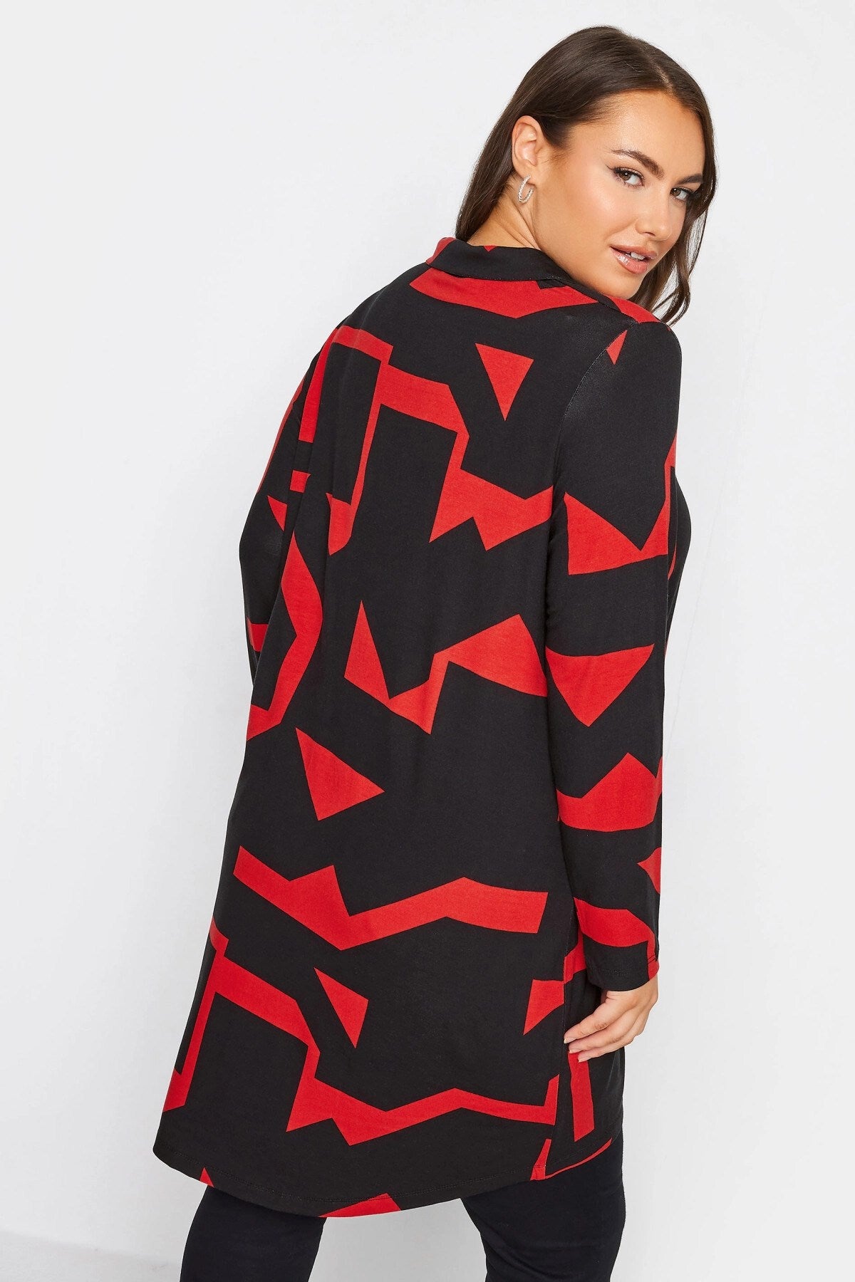 Plus Size Geometric Pattern Long Cut Long Sleeve Shirt 321234 Byk-23y-321233