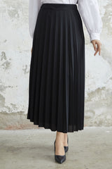 Luisa Waist Rubber Pleated Skirt - Black Ms00mb8110