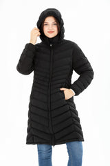 Women Long Removable Hooded Padded Water Repellent Inflatable Coat 8642 Gfx8642