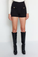 Black Pocket Detailed Woven Shorts Twoaw24sr00030