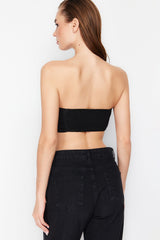 Black Crop Gown Bustier Tprss24bs00013