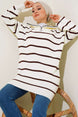 Fuchsia Collar Zipper Striped Knitwear Tunic Imj002257