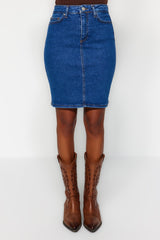 Blue Basic High Waist Mini Denim Skirt Twoss20et0241