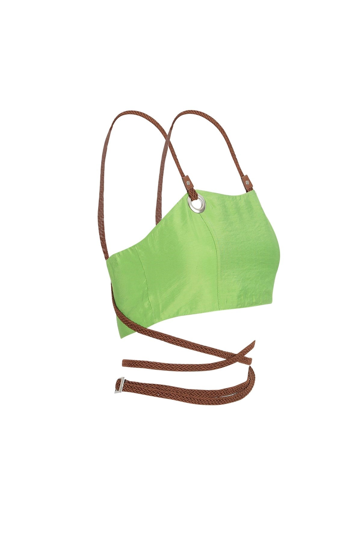 Women's Green Mesh Rope Detailed Bustier Lg-oz269-bst