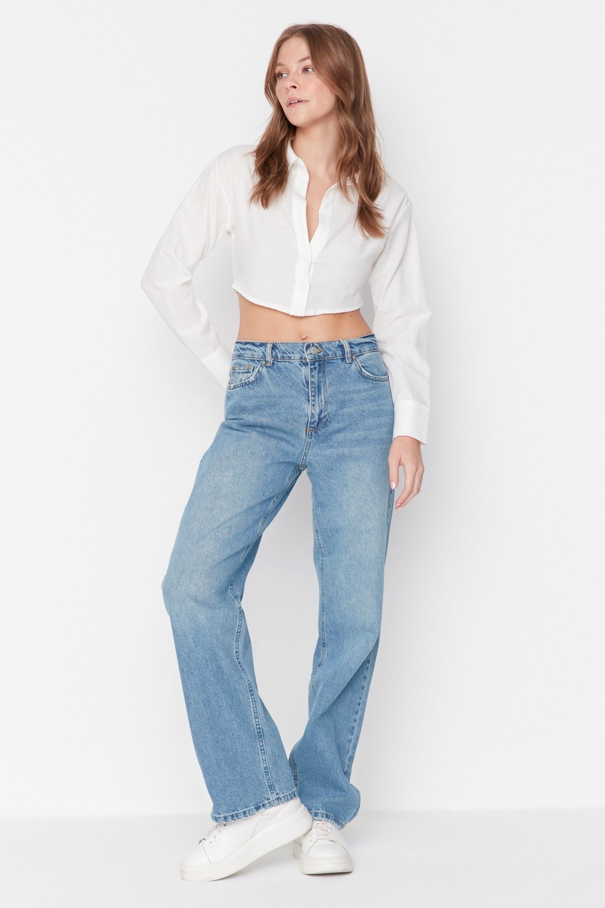 Blue Low Waist Wide Leg Jeans Twoaw23je00566