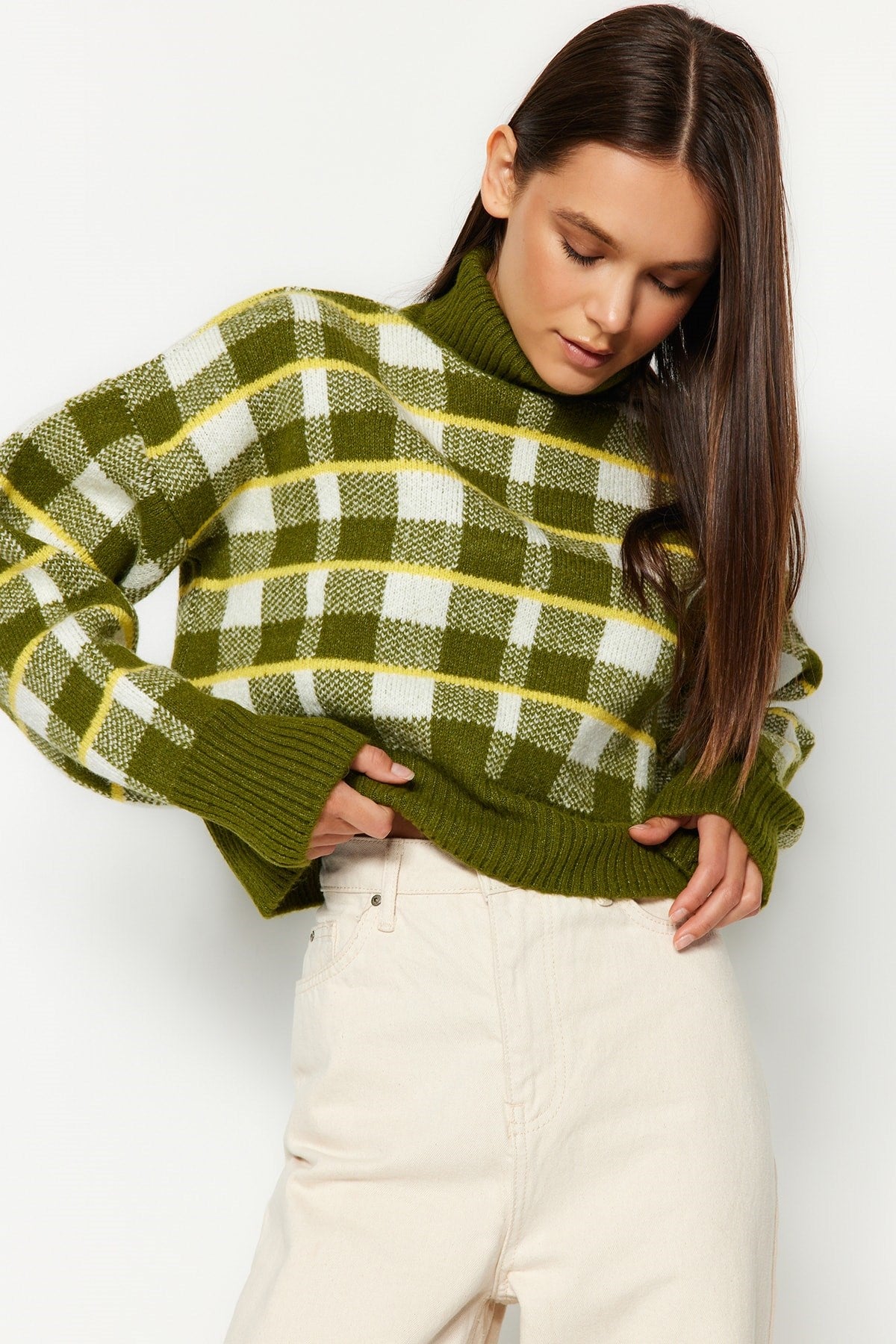 Green Turtleneck Knitwear Sweater Twoaw24kz00729