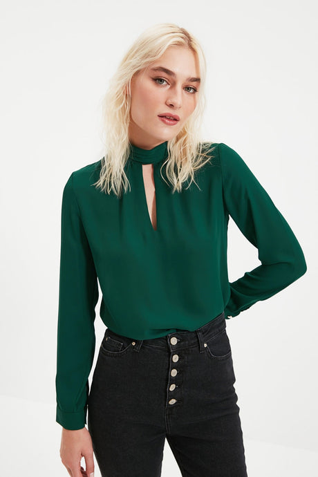 Emerald Turtleneck Woven Blouse Twoaw20bz0461