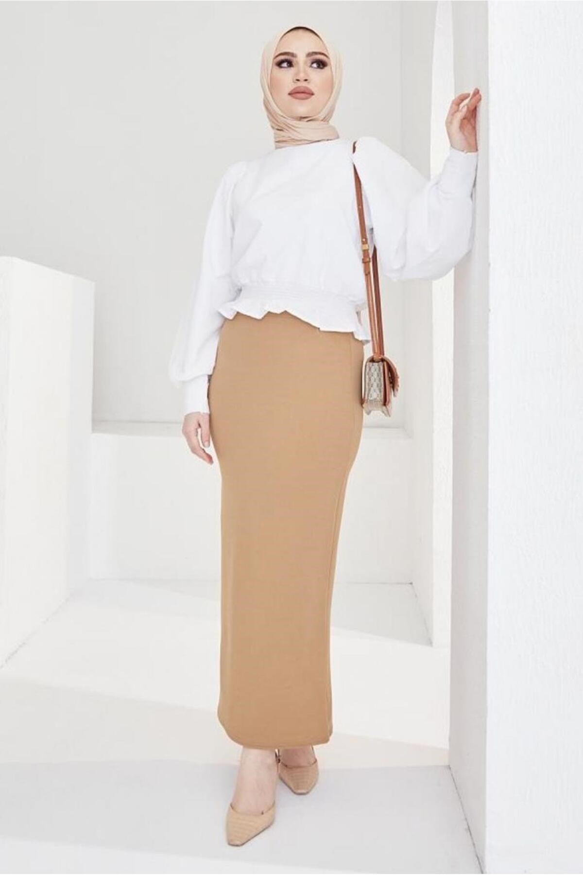 Women's Powder Waist Elastic Pencil Skirt T 802 23yetktr0802