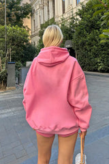 Black Oversized Hoodie Kangaroo Pocket Inner Polar Women Sweatshirt 23752