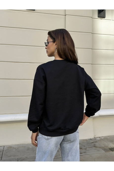 Black Chain Design Sweatshirt 2813