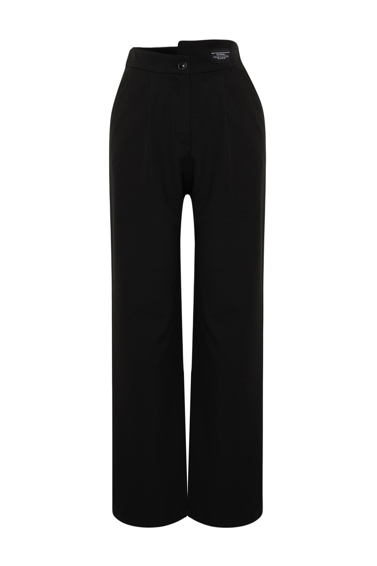 Black Wide Leg/wide Leg Label Detailed Woven Pants Twoss24pl00082