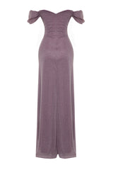 Powder Draped Silvery Long Evening Dress Tprss24ae00110