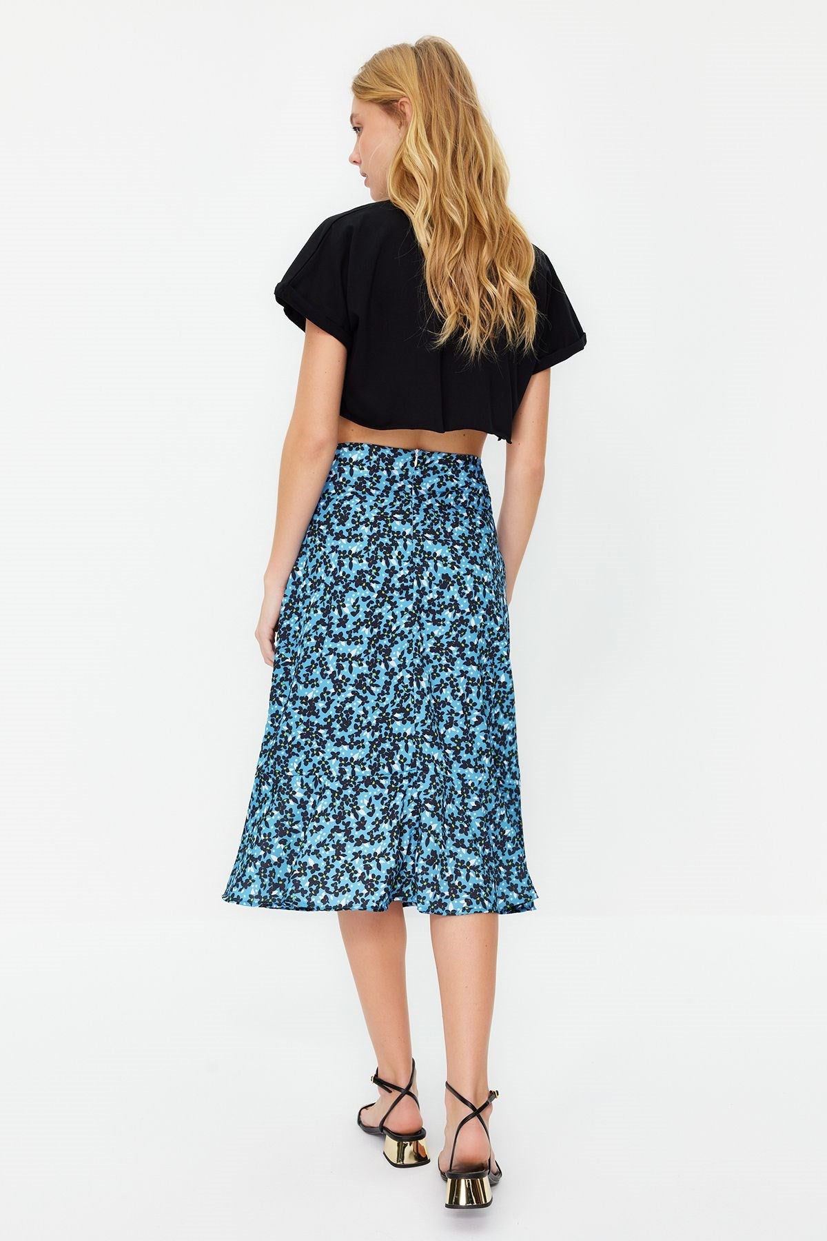 Animal Print Midi Woven Skirt With Multicolor End Flounce Viscose Fabric Twoss19fg0026