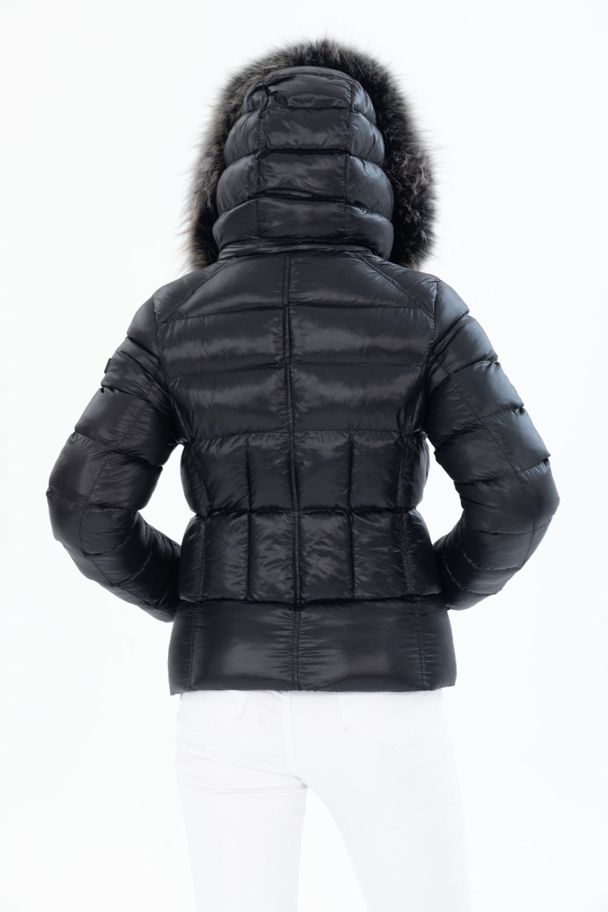 Women's Short Removable Fur Hooded Padded Inflatable Coat 8347 Gfx8347