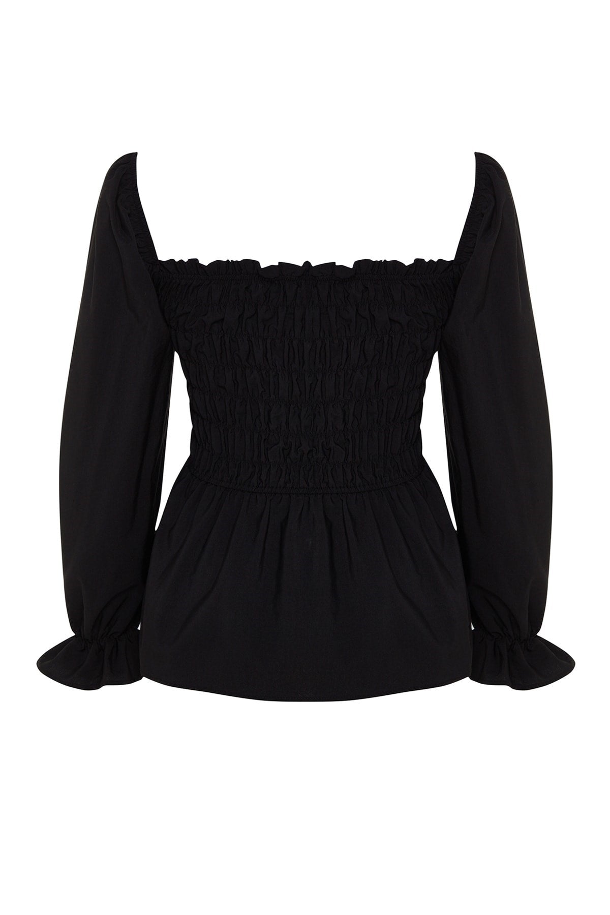 Black Gown Woven Plus Size Blouse Tbbss23af00035