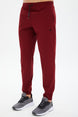 Men's Burgundy Solid Color Slim Quick Drying Rubber Leg Woven Casual And Sports Tracksuit Pants 0809