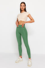 Khaki Push-up Full Length Sports Leggings Twoaw21ta0030