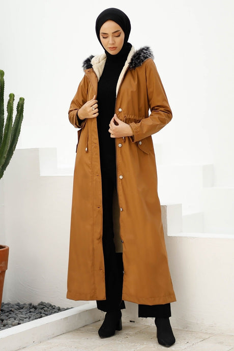 Fur Inner Fleece Long 2002 Coat - Stone Ms00as2002