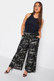 Plus Size Elastic Waist Abstract Pattern Wide Leg Pants 302576 Byk-23y-302576