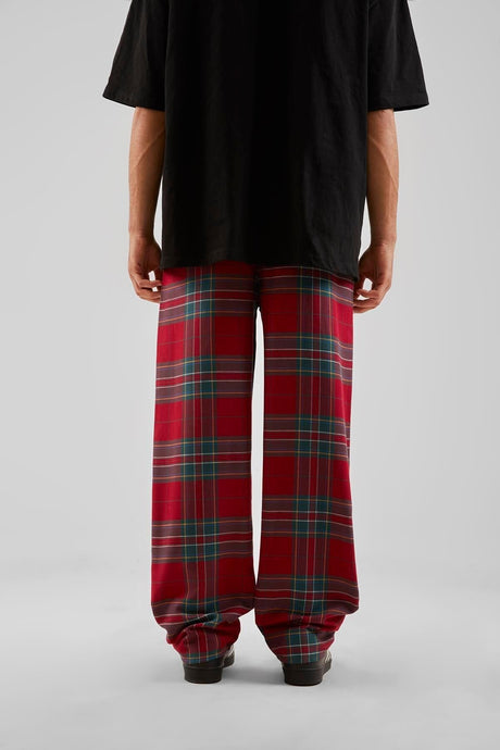 Plaid Pattern Waist Elastic Black Pajamas Flaw-211-004-002