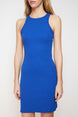 Orange Ribbed Bodycone/body Fit Halter Collar Flexible Mini Knitted Pencil Dress Twoss23el00303