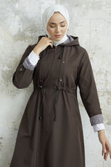 Patterned Striped Pattern Long Trench Coat - Bitter Brown Tycwn4qc4n169877313295500