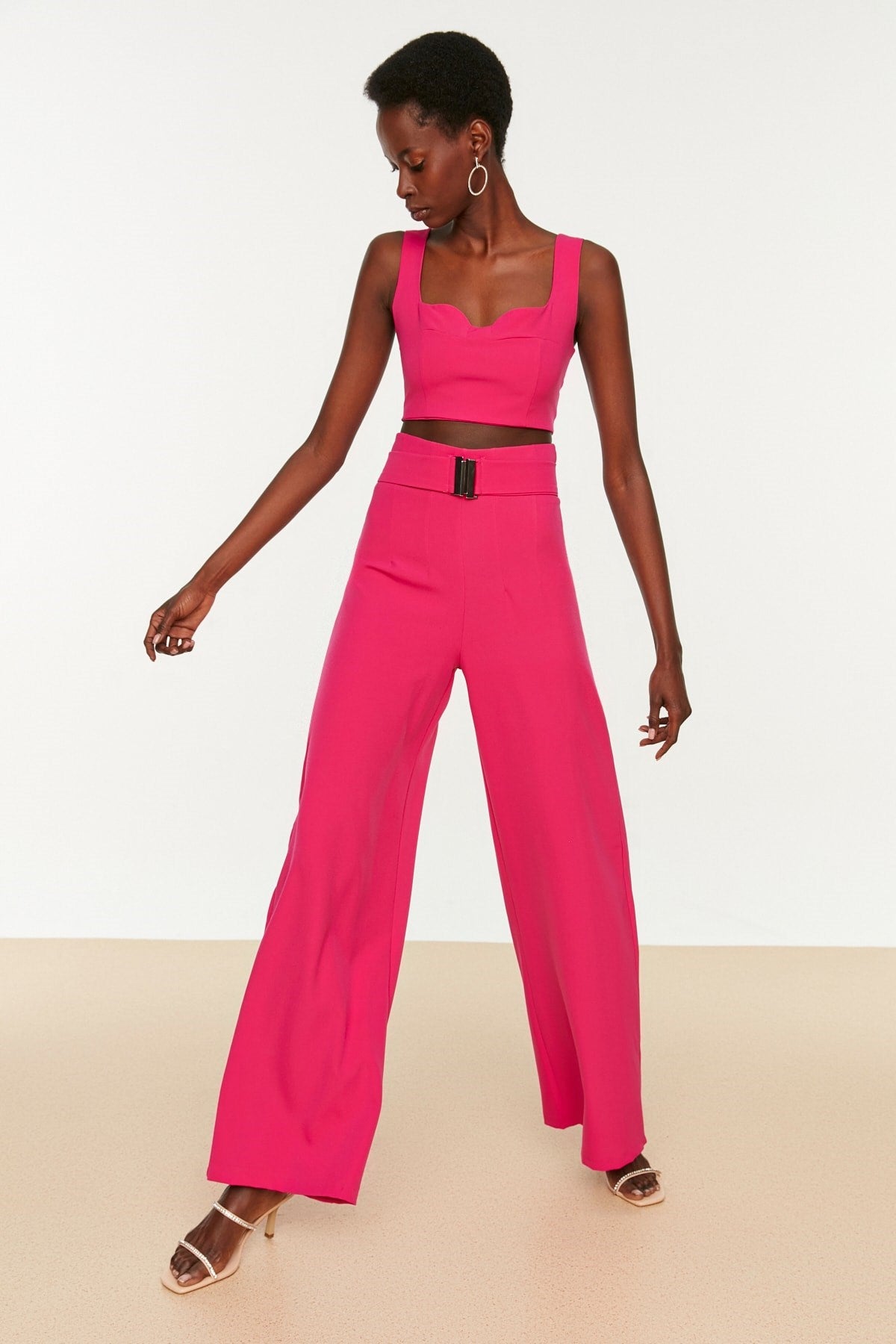 Fuchsia Belt Woven Pants Tprss22pl0199