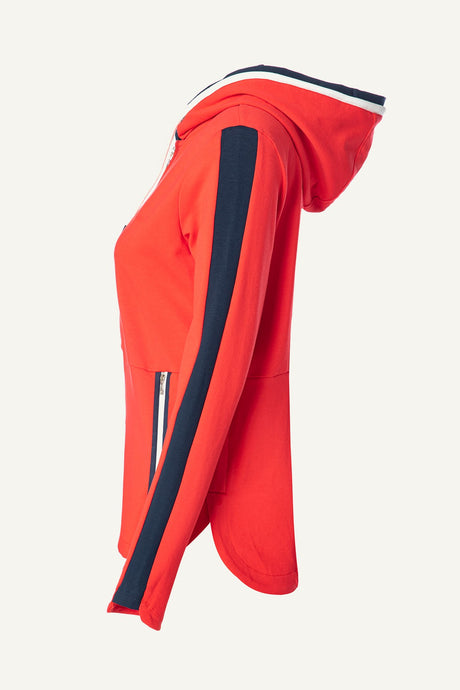 Women's Red Hooded Pocket Casual And Sports Tracksuit Bottom, Top Set 6186 Tycvoyeczn169536565128852