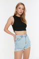 Light Blue Ripped Denim Shorts Twoss22sr00047