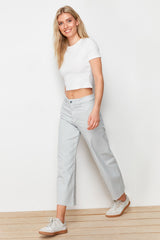 Grey High Waist Culotte Fit Jeans Twoss24je00276