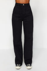 Black Pocket Detailed High Waist Wide Leg Jeans Twoaw22je0595