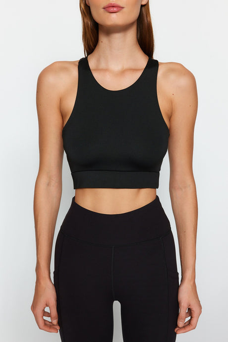 Black Back Cross Band Detailed Backed /shaping Sports Bra Thmaw24ss00013