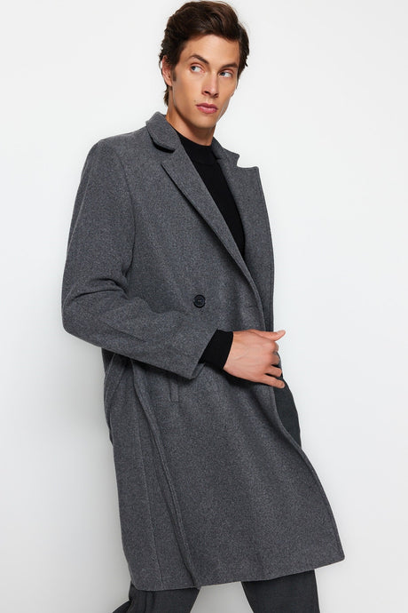 Black Men Regular Fit Long Coat Tmnaw21kb0101