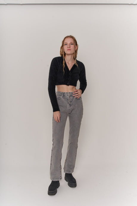 Sleeveless High Waist Straight Cut Toll Jeans Black Hltolljean