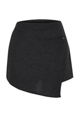 Black Woven Linen Blend Shorts Skirt Tbess24sr00002