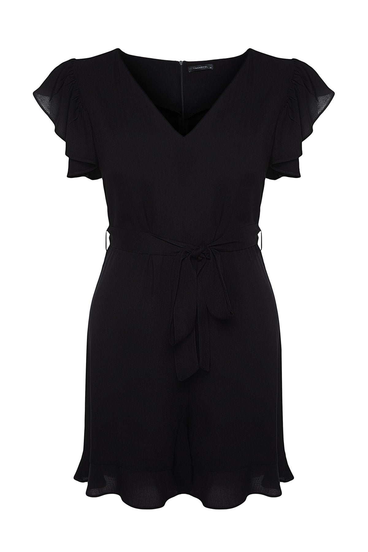 Black Belted Woven Jumpsuit Tbbss22tu0184