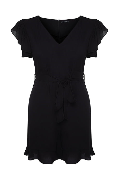 Black Belted Woven Jumpsuit Tbbss22tu0184