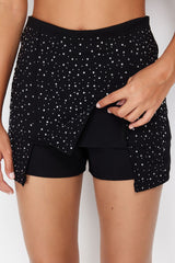 Black Shiny Stone Shorts Skirt Tprss24et00007