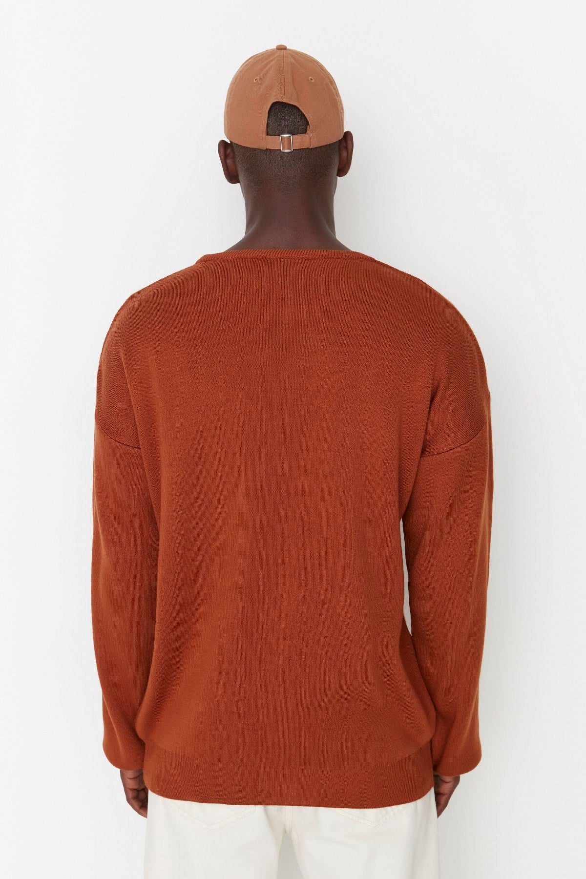 Cinnamon Men's Crew Neck Oversize Fit Knitwear Sweater Tmnaw22kz0146