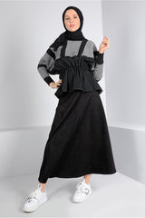 Women Black Suede Bell Skirt 30329 23ketktr30329