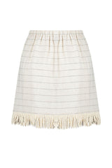 Striped Mini Woven Tassel Linen Blend 100% Cotton Skirt Tbess24et00016