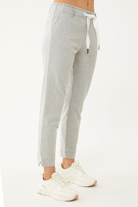 Women's Grey Melange Narrow Leg Organic Cotton Sports Tracksuit Bottoms 0667 Tb23wy05s0667-1