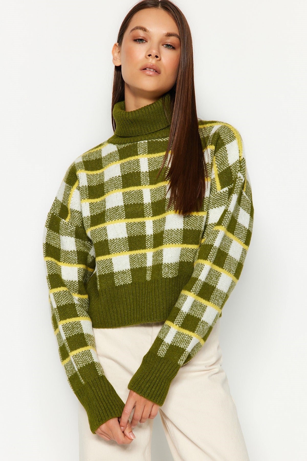 Green Turtleneck Knitwear Sweater Twoaw24kz00729