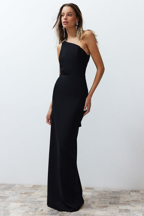 Long Night Evening Gown Dress With Black Accessories Tprss24ae00127