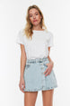 Blue Button Detailed High Waist Denim Shorts Skirt Twoss22sr0448